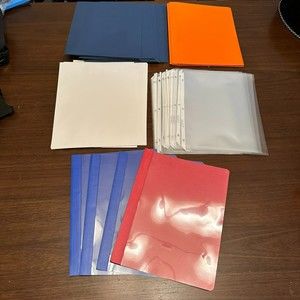 Lot Folders Report Cover Envelopes Clear Sheet Protectors School Office Supplies